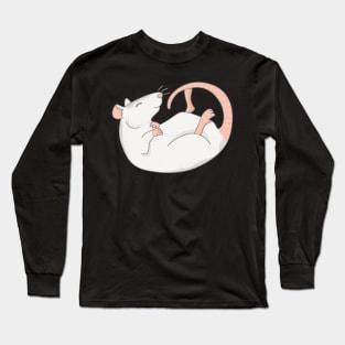 A cute, white husky pet rat playing/sleeping for ratlovers Long Sleeve T-Shirt